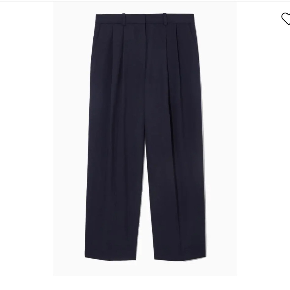 NWT COS Relaxed Tailored Wool Wide-Leg Pants - Navy, Sz 2